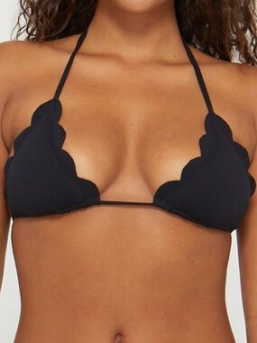 Scalloped Edge Black Bikini Top and Bottom